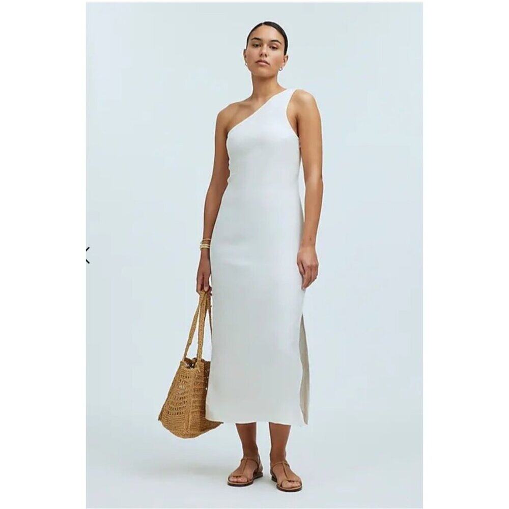 Madewell One-Shoulder White Midi Dress